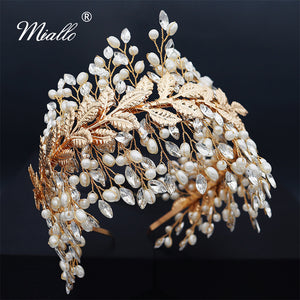 [miallo] Tiara TS-J2916 Exaggerated Leaf Beaded Headband